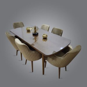 Salle à Manger Table Verre + 6 Chaises Vert