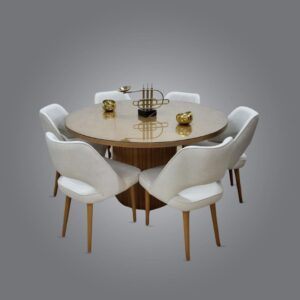 Salle à Manger Table Verre + 6 Chaises Blanc