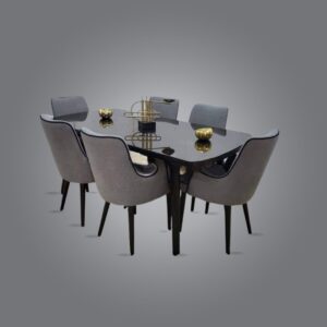 Salle à Manger Table Verre + 6 Chaises Noir